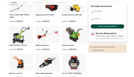 Représentation du site de location